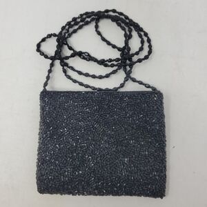 Vintage Moyna Beaded Small Black Evening Crossbody Purse Bag 5SRL013